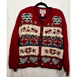 Vintage Y2K Knit Heirloom Collectibles Wool Blend Cottagecore Cardigan Size XL